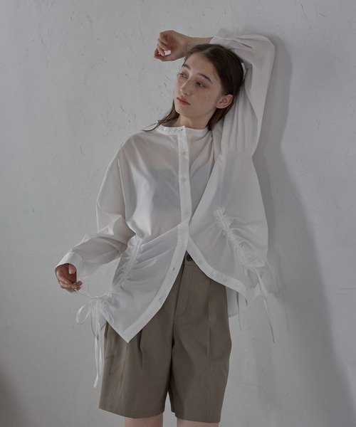 MINERTE(ミネルテ)の「【MINERTE】front ribbon shirt / フロントギャザーリボンシャツ(シャツ/ブラウス・レディース・ベージュ/ライトイエロー/オフホワイト/チャコールグレー・FREE)」の16枚目の写真