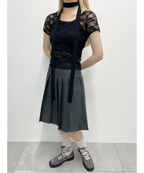 WC（ダブル シー）の「コンパクトレースTシャツ（Tシャツ/カットソー・レディース・ブラック/ホワイト・FREE）」の5枚目の写真