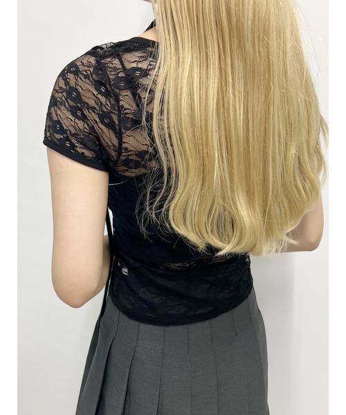 WC（ダブル シー）の「コンパクトレースTシャツ（Tシャツ/カットソー・レディース・ブラック/ホワイト・FREE）」の3枚目の写真