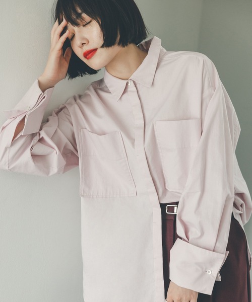 N.（N. Natural Beauty Basic）（エヌエヌナチュラルビューティーベーシック）の「◆オーバーサイズシャツ（シャツ/ブラウス・レディース・ピンク/オフホワイト/ブルー系その他/ブルー・MEDIUM）」の4枚目の写真