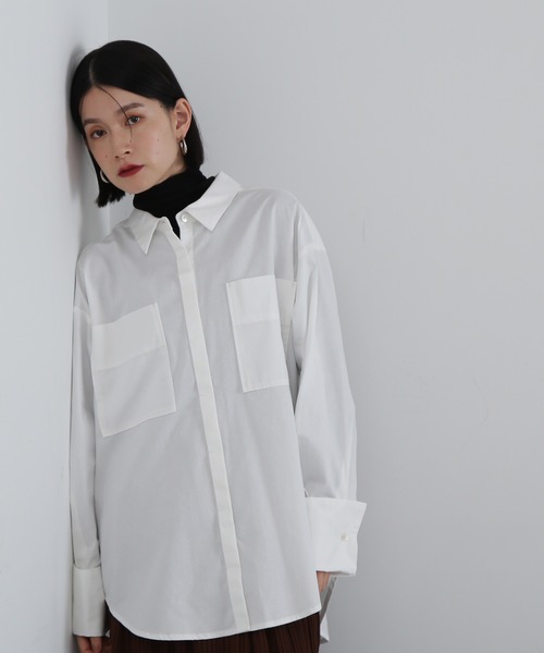 N.（N. Natural Beauty Basic）（エヌエヌナチュラルビューティーベーシック）の「◆オーバーサイズシャツ（シャツ/ブラウス・レディース・ピンク/オフホワイト/ブルー系その他/ブルー・MEDIUM）」の11枚目の写真