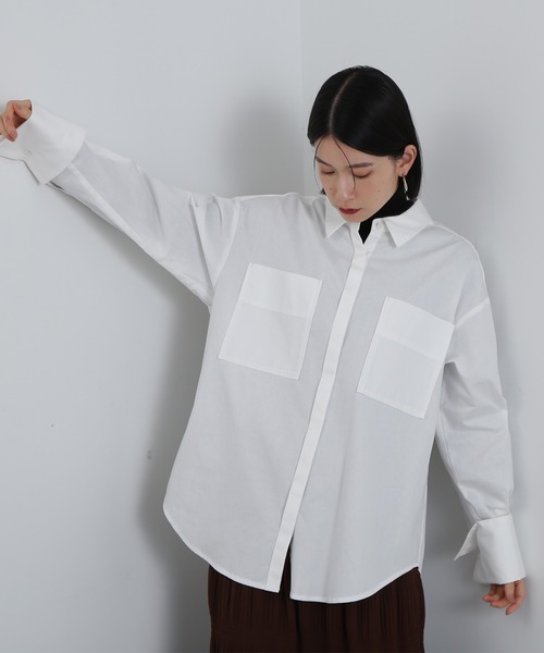 N.（N. Natural Beauty Basic）（エヌエヌナチュラルビューティーベーシック）の「◆オーバーサイズシャツ（シャツ/ブラウス・レディース・ピンク/オフホワイト/ブルー系その他/ブルー・MEDIUM）」の12枚目の写真