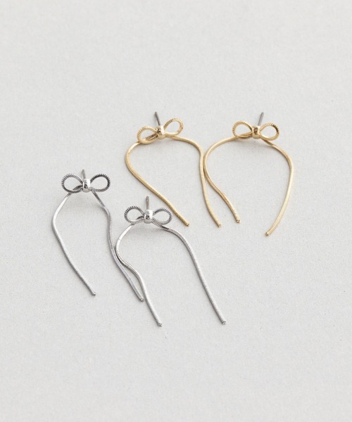 セール】スウェイリボンチェーンピアス（ピアス（両耳用