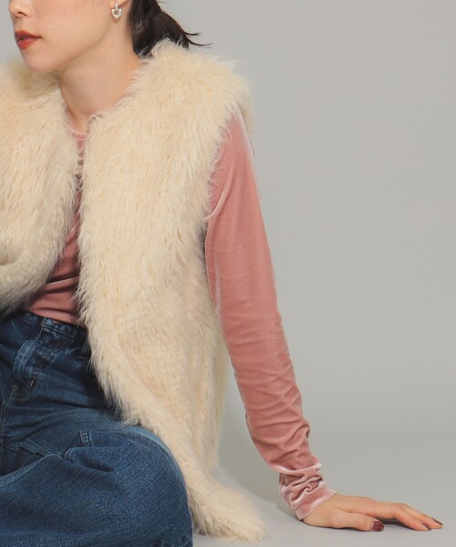 【セール】フェイクファー クルーネック ベスト（ベスト）｜Ray BEAMS（レイビームス）