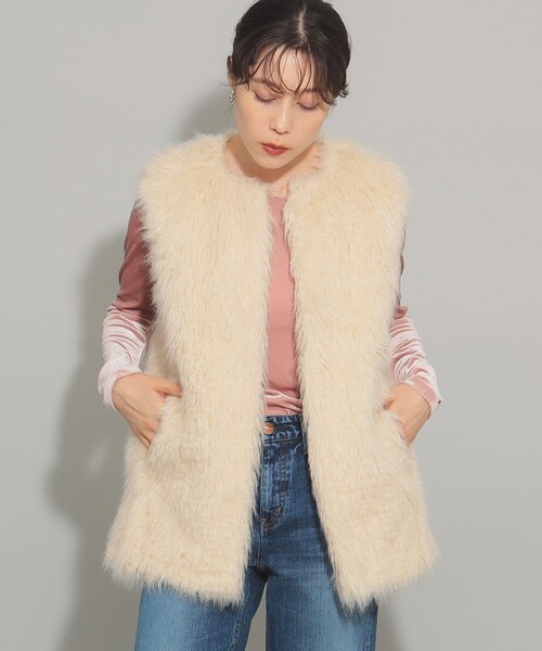 【セール】フェイクファー クルーネック ベスト（ベスト）｜Ray BEAMS（レイビームス）