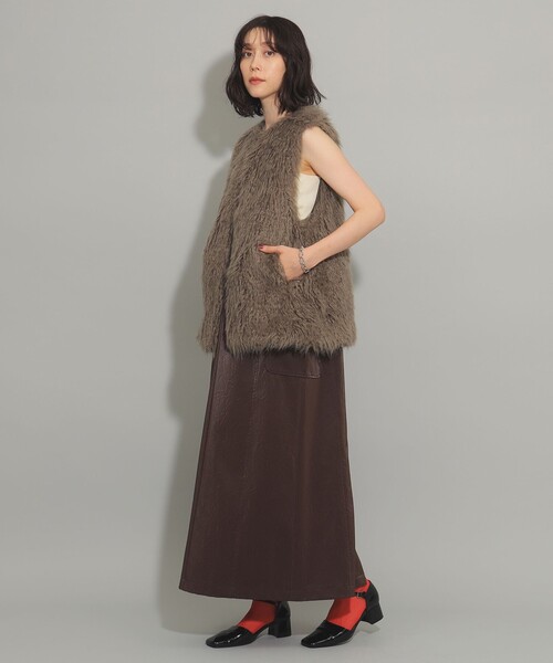 Ray BEAMS フェイクファー クルーネック ベスト Ray BEAMS（レイ ビームス）フェイクファー クルーネック ベスト