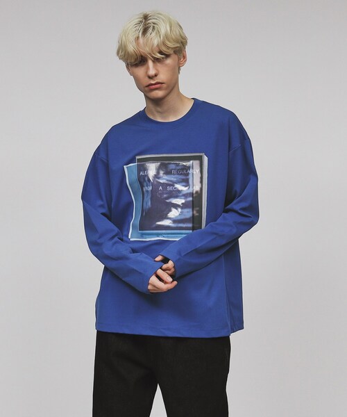 tk.TAKEO KIKUCHI（ティーケータケオキクチ）の「◆コラージュカットソー（Tシャツ/カットソー・メンズ・ブルー系その他/ブラック/オフホワイト・03/02）」の3枚目の写真