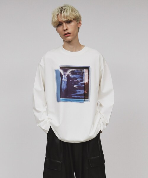 tk.TAKEO KIKUCHI（ティーケータケオキクチ）の「◆コラージュカットソー（Tシャツ/カットソー・メンズ・ブルー系その他/ブラック/オフホワイト・03/02）」の2枚目の写真