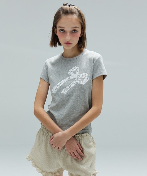 DEARSTALKER（ディアストーカー）の「DEARSTALKER／MIAレースT（Tシャツ/カットソー・レディース・ホワイト/ピンク/グレー・FREE）」の12枚目の写真