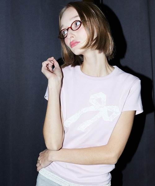 DEARSTALKER（ディアストーカー）の「DEARSTALKER／MIAレースT（Tシャツ/カットソー・レディース・ホワイト/ピンク/グレー・FREE）」の18枚目の写真