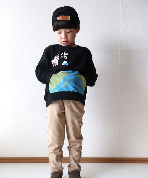 SKAPE(エスケープ)の「サークルポケトレーナー(スウェット・キッズ・アイボリー/ブラック・90cm/130cm/80cm/100cm/120cm/110cm)」の4枚目の写真