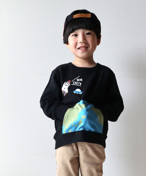 SKAPE(エスケープ)の「サークルポケトレーナー(スウェット・キッズ・アイボリー/ブラック・90cm/130cm/80cm/100cm/120cm/110cm)」の5枚目の写真