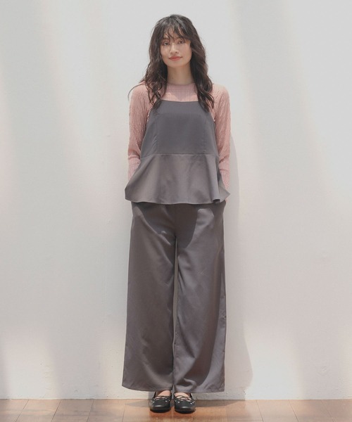 ELENCARE DUE（エレンカーレデュエ）の「・ELENCARE DUE ペプラムサロペット（サロペット/オーバーオール・レディース・ダークベージュ/ブラック/チャコールグレー・FREE）」の3枚目の写真