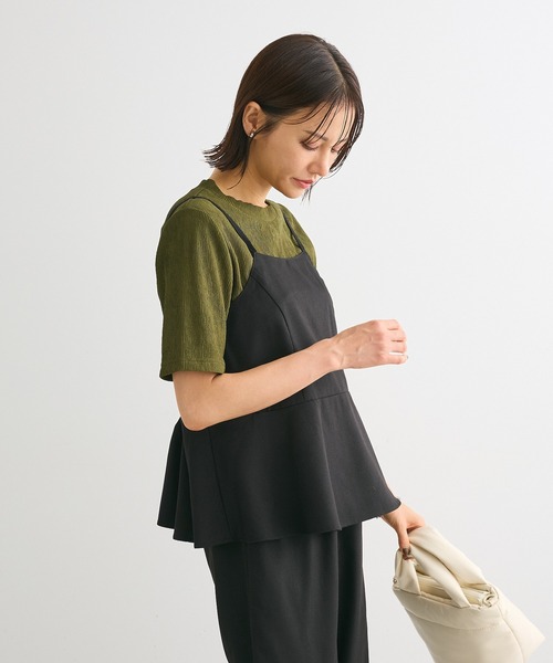 ELENCARE DUE（エレンカーレデュエ）の「・ELENCARE DUE ペプラムサロペット（サロペット/オーバーオール・レディース・ダークベージュ/ブラック/チャコールグレー・FREE）」の8枚目の写真