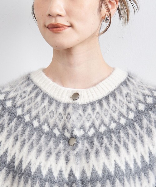 UNITED ARROWS（ユナイテッドアローズ）の「フォックス カシミヤ ジャカード ニットブルゾン（カーディガン/ボレロ・レディース・ライトグレー・FREE）」の11枚目の写真