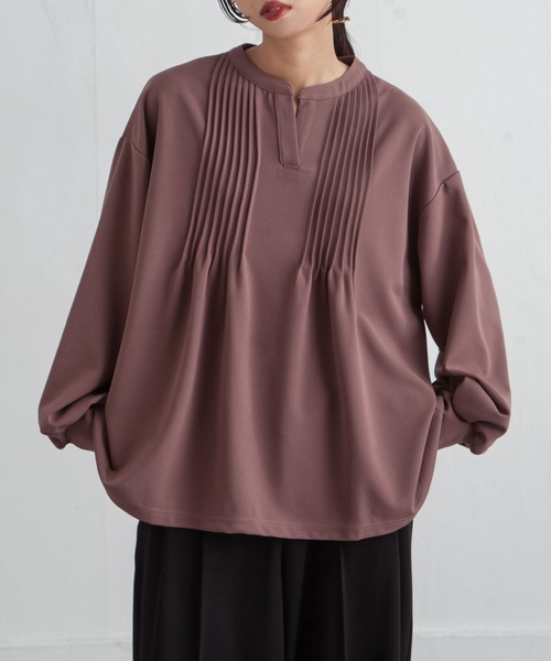 Chillfar（チルファー）の「ピンタックプルオーバー（シャツ/ブラウス・レディース・ネイビー/ピンク/アイボリー/ブラック・FREE）」の4枚目の写真