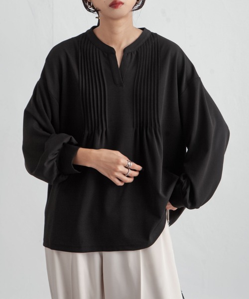 Chillfar（チルファー）の「ピンタックプルオーバー（シャツ/ブラウス・レディース・ネイビー/ピンク/アイボリー/ブラック・FREE）」の2枚目の写真