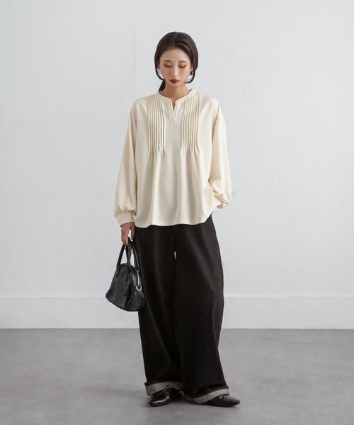 Chillfar（チルファー）の「ピンタックプルオーバー（シャツ/ブラウス・レディース・ネイビー/ピンク/アイボリー/ブラック・FREE）」の12枚目の写真