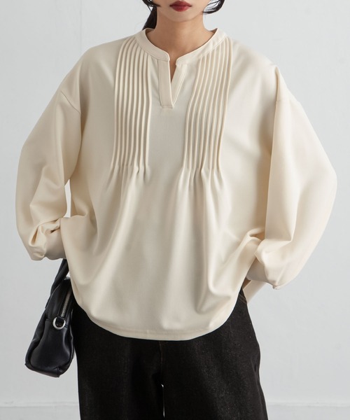 Chillfar（チルファー）の「ピンタックプルオーバー（シャツ/ブラウス・レディース・ネイビー/ピンク/アイボリー/ブラック・FREE）」の5枚目の写真