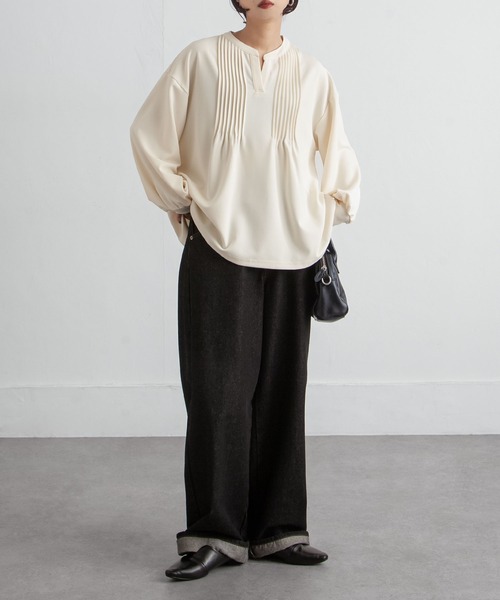 Chillfar（チルファー）の「ピンタックプルオーバー（シャツ/ブラウス・レディース・ネイビー/ピンク/アイボリー/ブラック・FREE）」の10枚目の写真