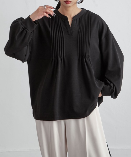 Chillfar（チルファー）の「ピンタックプルオーバー（シャツ/ブラウス・レディース・ネイビー/ピンク/アイボリー/ブラック・FREE）」の13枚目の写真