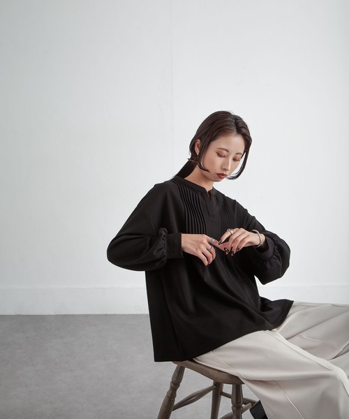 Chillfar（チルファー）の「ピンタックプルオーバー（シャツ/ブラウス・レディース・ネイビー/ピンク/アイボリー/ブラック・FREE）」の17枚目の写真