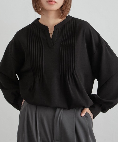 Chillfar（チルファー）の「ピンタックプルオーバー（シャツ/ブラウス・レディース・ネイビー/ピンク/アイボリー/ブラック・FREE）」の21枚目の写真