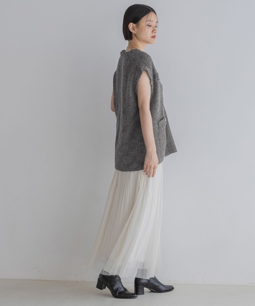A part by（アパートバイ）の「アンゴラツィードニットベスト（ベスト・レディース・チャコールグレー/アイボリー/ブラウン/ライトグレー/ネイビー・FREE）」の14枚目の写真