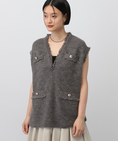 A part by（アパートバイ）の「アンゴラツィードニットベスト（ベスト・レディース・チャコールグレー/アイボリー/ブラウン/ライトグレー/ネイビー・FREE）」の22枚目の写真