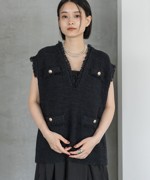 セール】アンゴラツィードニットベスト（ベスト）｜A part by