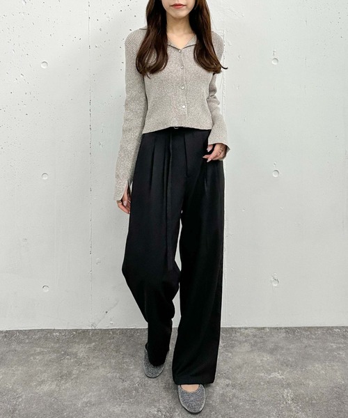 archives（アルシーヴ）の「ハイウエストタックスラックス（スラックス・レディース・チャコールグレー/アイボリー/ブラック・MEDIUM）」の22枚目の写真