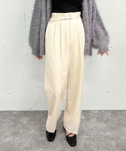 archives（アルシーヴ）の「ハイウエストタックスラックス（スラックス・レディース・チャコールグレー/アイボリー/ブラック・MEDIUM）」の12枚目の写真