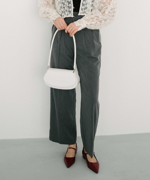 archives（アルシーヴ）の「ハイウエストタックスラックス（スラックス・レディース・チャコールグレー/アイボリー/ブラック・MEDIUM）」の5枚目の写真