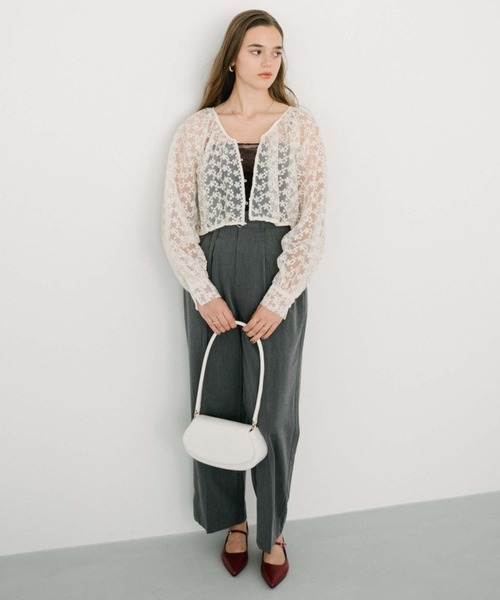 archives（アルシーヴ）の「ハイウエストタックスラックス（スラックス・レディース・チャコールグレー/アイボリー/ブラック・MEDIUM）」の6枚目の写真