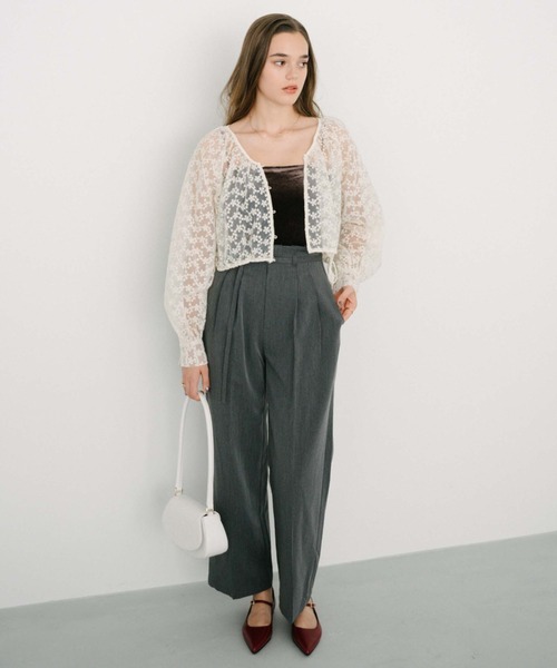 archives（アルシーヴ）の「ハイウエストタックスラックス（スラックス・レディース・チャコールグレー/アイボリー/ブラック・MEDIUM）」の7枚目の写真