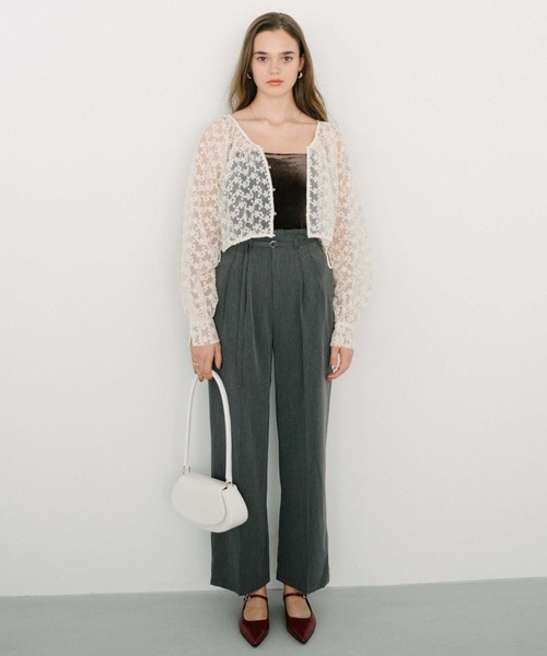 archives（アルシーヴ）の「ハイウエストタックスラックス（スラックス・レディース・チャコールグレー/アイボリー/ブラック・MEDIUM）」の8枚目の写真