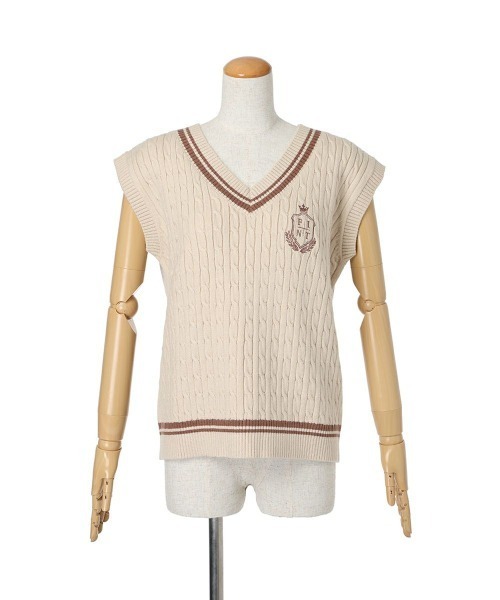 F i.n.t(フィント)の「ライン使いケーブルニットベスト/fint(ベスト・レディース・アイボリー/ライトピンク/グレー・FREE)」の18枚目の写真