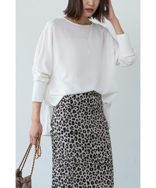 【セール】●リブ袖ストレッチプルオーバー●（シャツ/ブラウス）｜M.deux（エムドゥ）