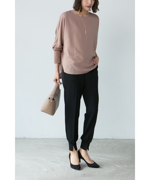 M.deux（エムドゥ）の「●リブ袖ストレッチプルオーバー●（シャツ/ブラウス・レディース・モカ/オフホワイト・MEDIUM）」の3枚目の写真