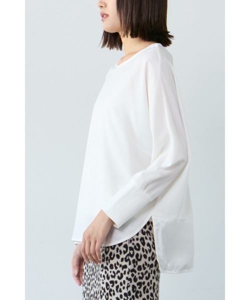 M.deux（エムドゥ）の「●リブ袖ストレッチプルオーバー●（シャツ/ブラウス・レディース・モカ/オフホワイト・MEDIUM）」の6枚目の写真