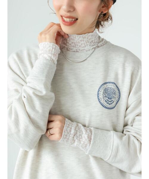 Lugnoncure(ルノンキュール)の「ハート柄ジャカードトップス(Tシャツ/カットソー・レディース・ブラック/オフホワイト・F)」の2枚目の写真