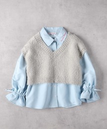 【VIVIAN BLUE】ニットベストシャツレイヤード