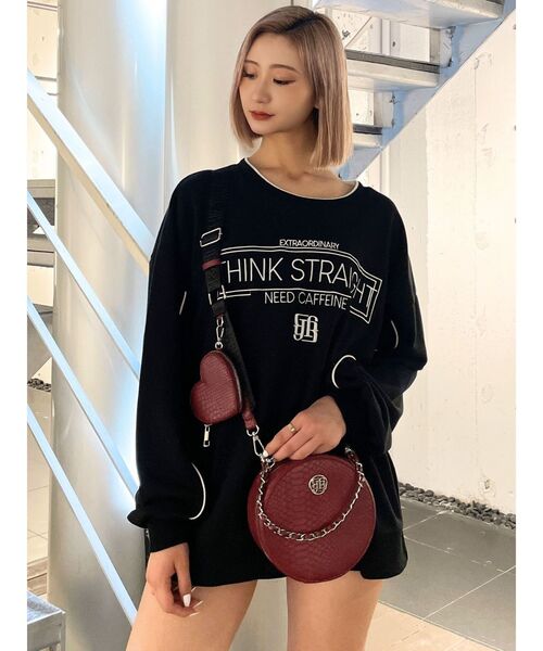 GYDA(ジェイダ)の「THINK STRAIGHTスウェットトップス(スウェット・レディース・オフホワイト/ブラック・FREE)」の2枚目の写真