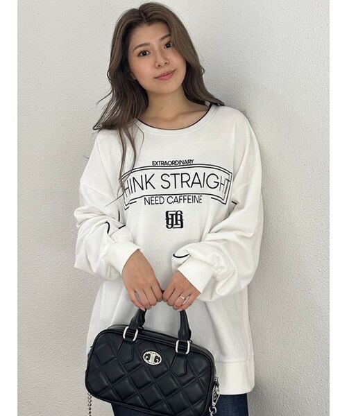 GYDA(ジェイダ)の「THINK STRAIGHTスウェットトップス(スウェット・レディース・オフホワイト/ブラック・FREE)」の3枚目の写真