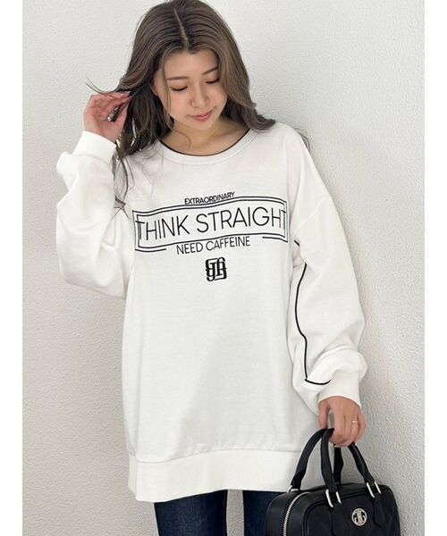 GYDA(ジェイダ)の「THINK STRAIGHTスウェットトップス(スウェット・レディース・オフホワイト/ブラック・FREE)」の4枚目の写真