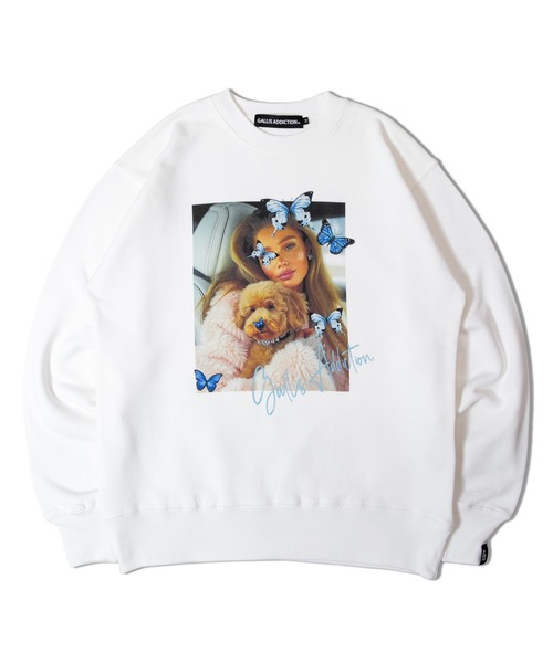 GALLIS ADDICTION(ガリスアディクション)の「GA GIRL&ANIMAL PHOTO CREW(スウェット・メンズ・ホワイト/チャコール/ダークグレー/ブラック系2/ブラック/ホワイト系2・L/M)」の3枚目の写真