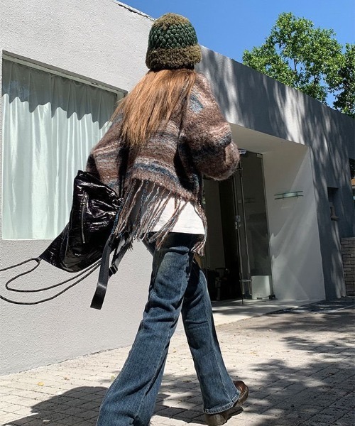 gossip!ロサンゼルス(ゴシップロサンゼルス)の「Y2K ジャガードフリンジニット(ニット/セーター・レディース・ブラウン・FREE)」の11枚目の写真