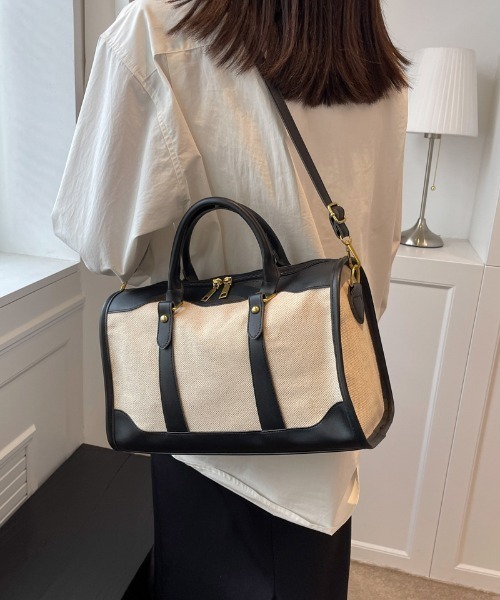 mebole（メボレ）の「ツートンレトロボストン（ボストンバッグ・レディース・ブラウン/ブラック・FREE）」の13枚目の写真