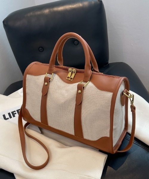 mebole（メボレ）の「ツートンレトロボストン（ボストンバッグ・レディース・ブラウン/ブラック・FREE）」の7枚目の写真