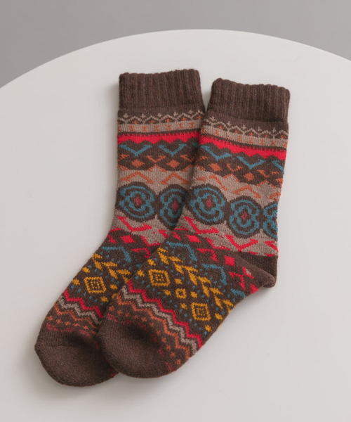 URBAN RESEARCH Sonny Label(アーバンリサーチサニーレーベル)の「H FOOTWEAR フェアアイル柄ソックス(ソックス/靴下・レディース・ブラウン/グレー/オレンジ・FREE)」の1枚目の写真